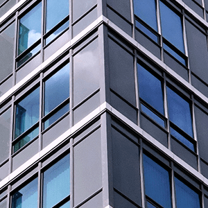 closeup of World on Yonge building
