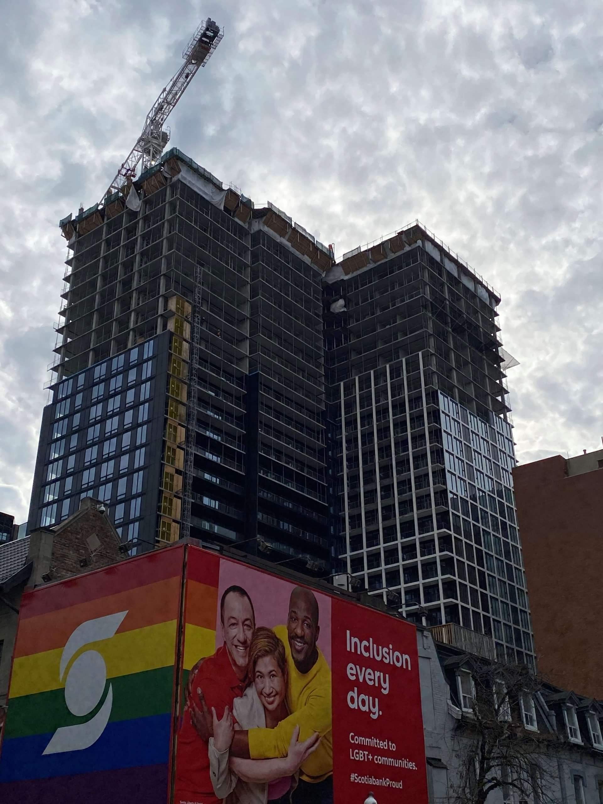 a wide shot of the Panda Condos under construction